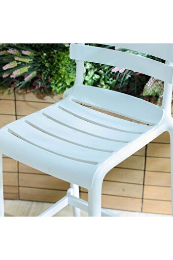 Danube Home Russo Bar Chair - Modern White Outdoor & Indoor Seating, Durable PP Material, 6-Month Warranty
