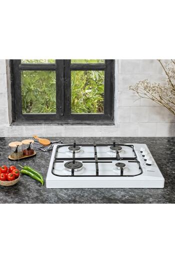 Zilan 4-burner gas stove White ZLN-1518, Side knobs, Enameled