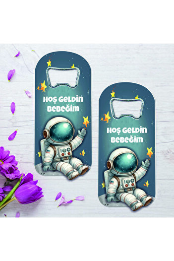 Ege ajans 10 Space-Themed Wooden Relief Figures for Baby's Birth, Magnet That Will Turn 1 Year Old