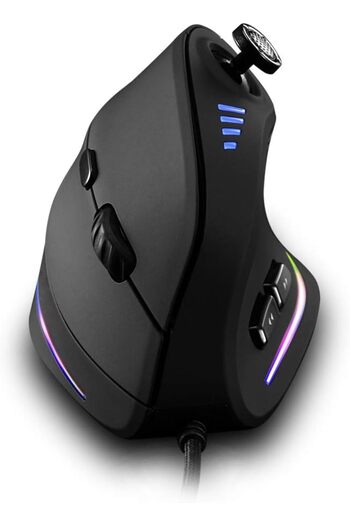 mazn Atto Vertical Wired USB Ergonomic Mouse with [5D Rocker] [10000 DPI] [11 Programmable Buttons] RGB G