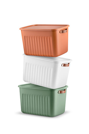 hemlife Decorative Storage Box 3 Pieces Kitchen Bathroom Organizer Large Size Box with Lid