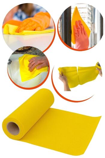 MG HOME 3 Rolls Yellow Roll Perforated Cleaning Cloth 15 Sheets Cut to Use 15X3 45 Sheets Yellow Cleaning Cloth