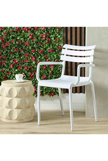 Danube Home Russo Outdoor Chair - Elegant White Patio Chair, Durable PP Material, 6-Month Warranty