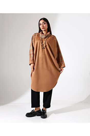 Fi'l Arz Fashion Women's Degaje Collar Loose Long Plus Size Tunic