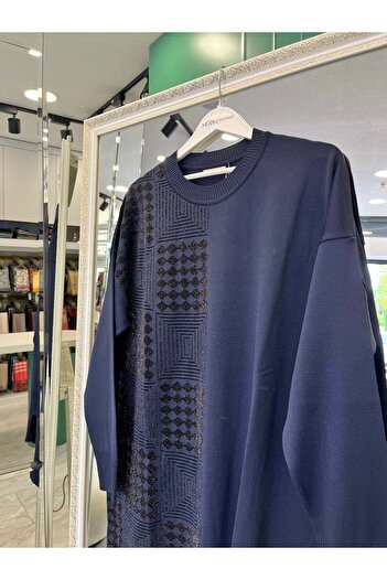 MERAM BUTİK Adn Thin Knit Tunic Silvery - Navy Blue - 2