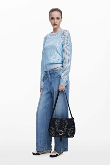 Desigual Small crossbody faux leather studded bag