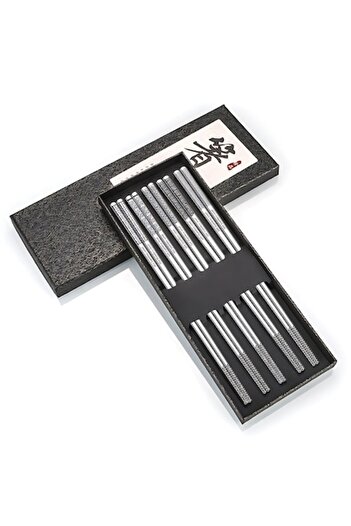 PRIMEDEO Set of 5 premium traditional Chinese chopsticks, PRIMEDEO®, stainless steel, waterproof