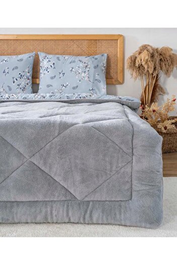 Arma Concept Double Size Floral Pattern Double-Sided Welsoft Pufidik Silicone Quilt 195X215 + 2 Pillowcases