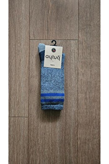 Aytuğ 3 Pairs Men's Towel Group (Gray) Combed Cotton Socks - 22466