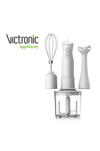 VICTRONIC Victronic vertical mixer, 250W, pulse function, turbo function, 350ml glass, chopper, whisk, White, VC3608