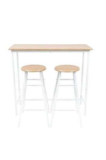 Danube Home Paloz 1+2 High Table Set - Sonoma Oak/White, Engineered Wood Dining Set with 2 Chairs