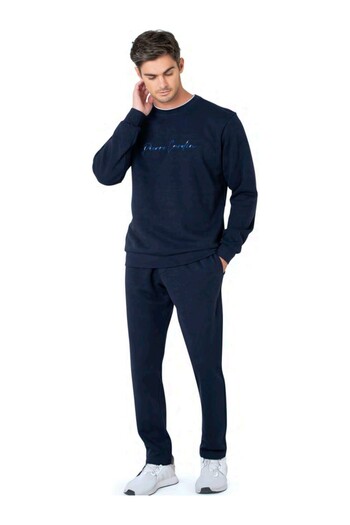 Pierre Cardin Men's Long Sleeve Crew Neck Three Thread Tracksuit Set-6115
