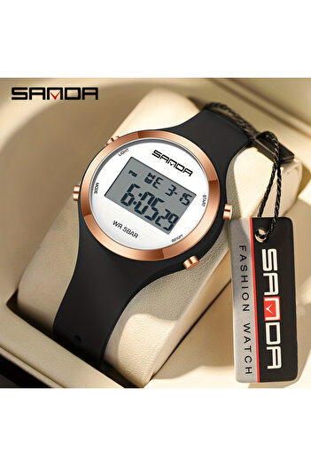 Sanda 2147 Children's Watch Black-Rose Gold – Luxury Design, Digital, Shock Resistant, 5ATM
