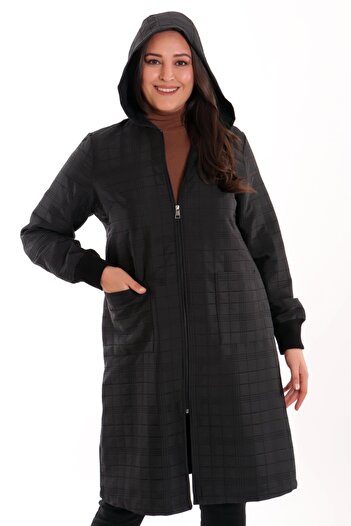 Metpoint Trend42plus Large Checkered Pattern Zippered Black Cap