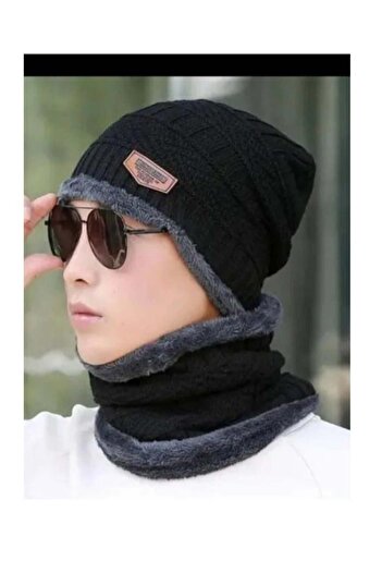 Generic 2-Pieces Winter Beanie Hat Scarf Set Warm Knit Hat