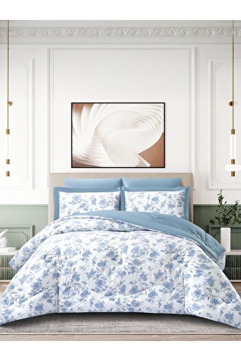 Donetella 6-Piece Cotton King Comforter Set 250x230cm – 350 GSM Fill, Elegant Print