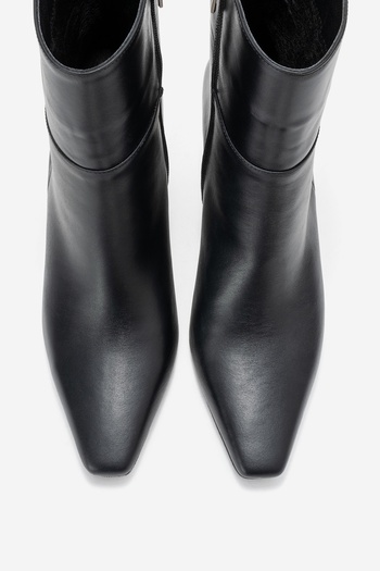 LuviShoes Γυναικείες μπότες με τακούνι ELIAS Μαύρο δέρμα από γνήσιο δέρμα