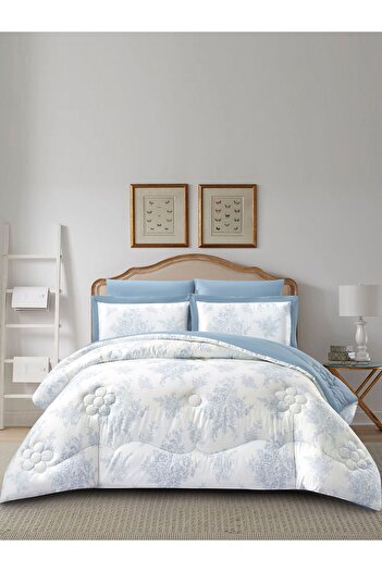 Donetella 6-Piece Cotton King Comforter Set 250x230cm – 350 GSM Fill, Elegant Print