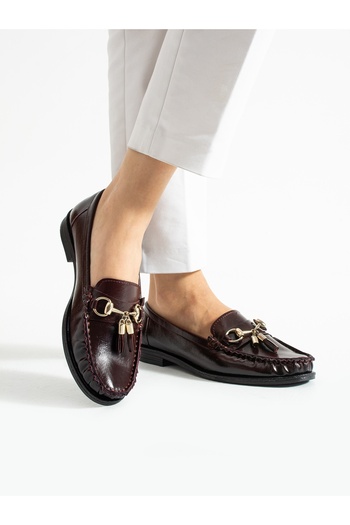 ALEMDAR AYAKKABI Grove Burgundy Buckle Detail Women's Loafer
