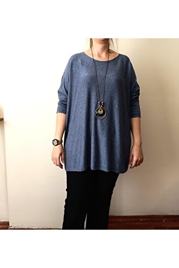 Butik Şans Oversize Italian Knitwear Blouse with Necklace Detail