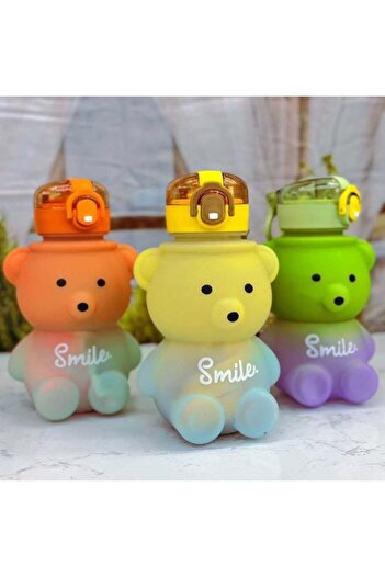 Wolawood Teddy Bear Water Bottle with Straw, Cute Design, Bpa-Free, Healthy and Safe Use, Special Water Bottle for Children