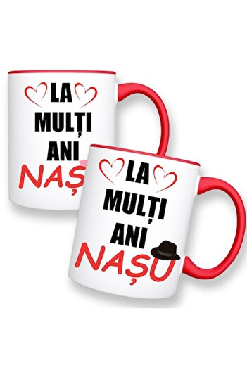 OEM Set 2 personalized mugs with message: 'Happy Birthday godfather/godmother', Betaprint, model 1, whit