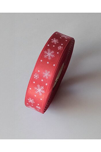 roco paper Christmas Themed Satin Ribbon, White Snow Pattern Gift Wrapping Ribbon, Red, 2.5cm X 20m