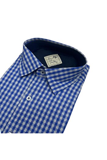 GÖMLEK GALERİSİ Classic Wide Cut Plaid Flannel Double Pocket Long Sleeve Men's Shirt