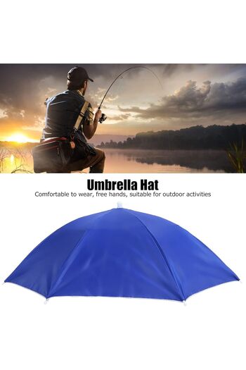 Haowecib Umbrella Hat, Waterproof Foldable Portable Polyester Fishing Cap Elastic Headband Easy to W