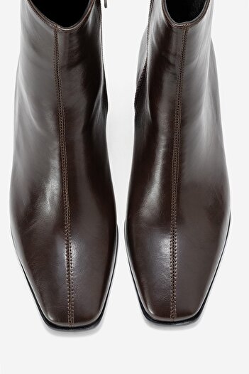 LuviShoes Γυναικείες μπότες με χοντρό τακούνι ARVEN Brown Skin