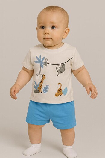 RAPAPA Baby Boys Summer Animal Print T-Shirt and Shorts Set – 1110K