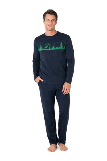 Pierre Cardin Men's Long Sleeve Crew Neck Pajama Set 6104