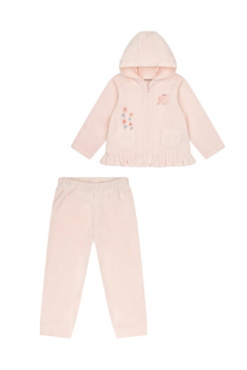 Miny Center Velvet Baby Girl Double Set