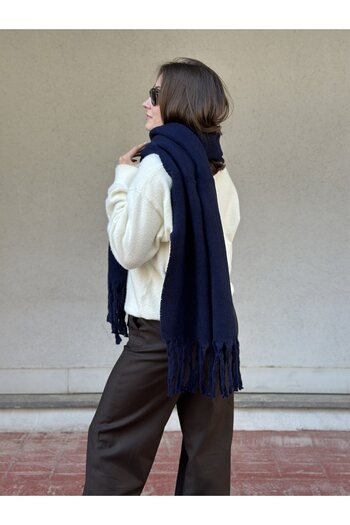 novon Klein Soft Touch Tassel Detailed Wool Textured Premium Fringed Scarf (195 X 45 cm)