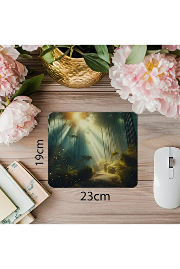 Wisdom Rain 3D Bamboo and Foggy Background Mouse Pad - 19X23 cm 2 mm Rectangle Imported Printed Mouse Pad
