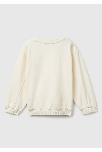 Benetton Baby Girl Ecru Heart Sweatshirt