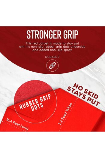 Al Raied Sidneez Red Carpet Runner for Party - Triple Thickness, Non-Slip Grip Dots - Felt Rug Party Decorati