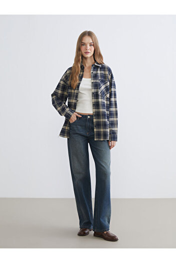 LC Waikiki Ekose Oversize Kadın Oduncu Gömlek