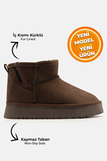 LikeMoon Çocuk Bot Kaymaz Termo Taban Kışlık İçi Yünlü Cırtlı Çocuk Bot Unisex Bootie