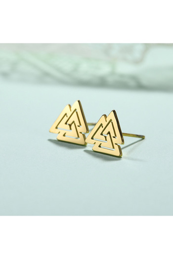 Viking Nordic Valknut Vegvisir Design Nail Model 316L Stainless&Non-Tarnish Steel Earrings