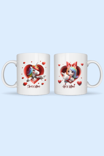 giftkonsept Unicorn Printed Mug Set as a Gift for Couples