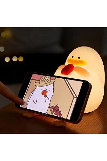 hediyeconcepti Ördek Silikon Lamba Sevimli Led Gece Lambası Karikatür