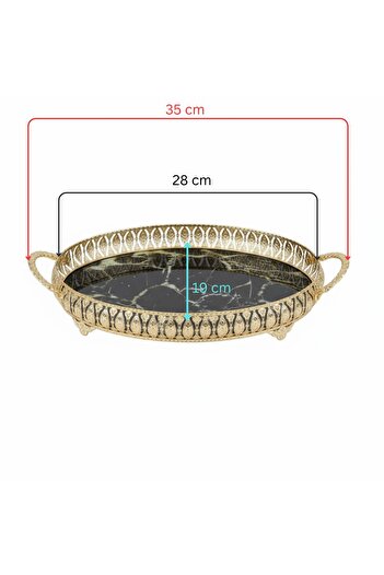 FAIR HOME 3 Pieces Gold Color Marble Pattern Metal Framed Glass Engagement-Service Tray Set – 28×19 cm