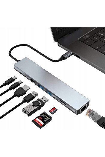 Other USB-C HUB 8in1 Adapter RJ45 100Mb/s HDMI 4k USB 3.0 for Windows/Mac/Steam