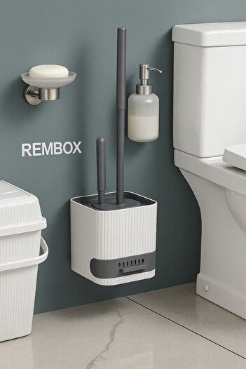 Rembox Non-Spill Adhesive Bathroom Sink Wc Cleaning Brush - 2-Pack Toilet Brush - White
