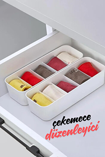 ego home 5 Compartments 2 Pieces Closet Organizer Jewelry, Buckle, Socks, Underwear Organizer - White