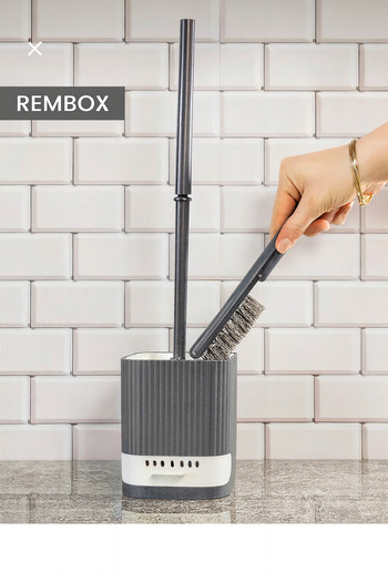 Rembox Non-Spill Adhesive Bathroom Sink Wc Cleaning Brush - 2-Pack Toilet Brush - Grey-Anthracite
