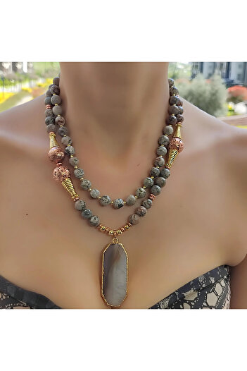 elinasaccessories Akik Kolye Lava Dogaltas Kolye Tasarım Kolye Çoklu Tasarım Kolye El Yapımı Kolye