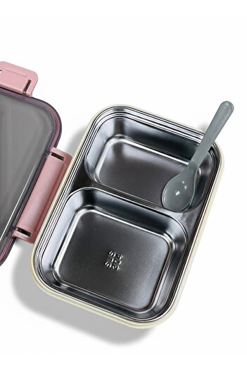 Bisbell Stainless Steel Divider Lunch Box|Food Container with Spoon|Leakproof BPA-Free Snack Box,BB4060