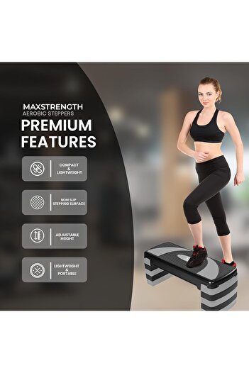 MAX STRENGTH Multi Level Aerobic Step Exercise training workout stepper 2 to 5 Adjustable Step Level